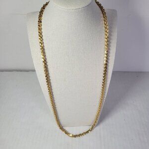 Vintage Gold-Tone Textured Box Chain Necklace